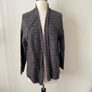 J Jill Pure Jill gray white marled sweater knit seamed open cardigan